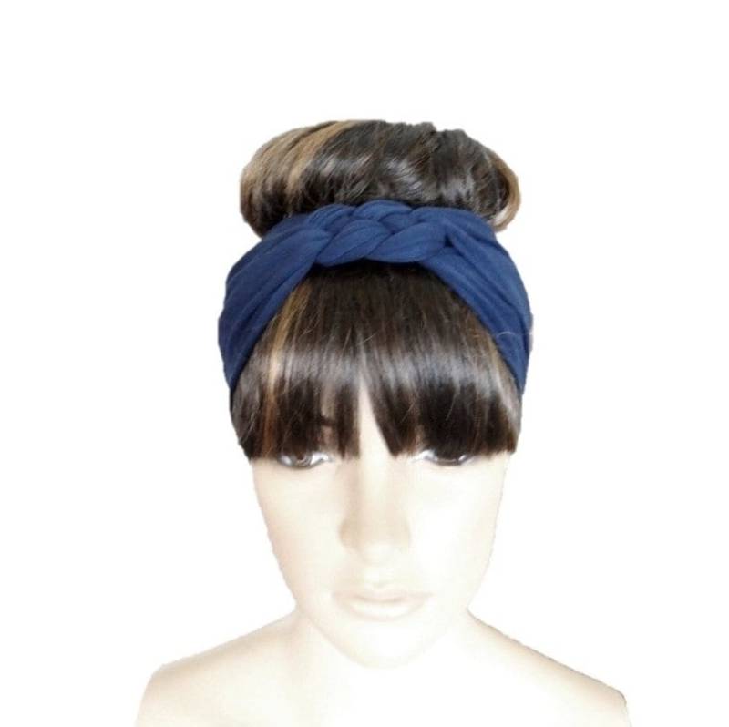 Marine Blau Haarband. Geflochtene Stirnband. Baumwolle Spandex Haar Wickeln. Stretch Head Wrap von lynamobley2012