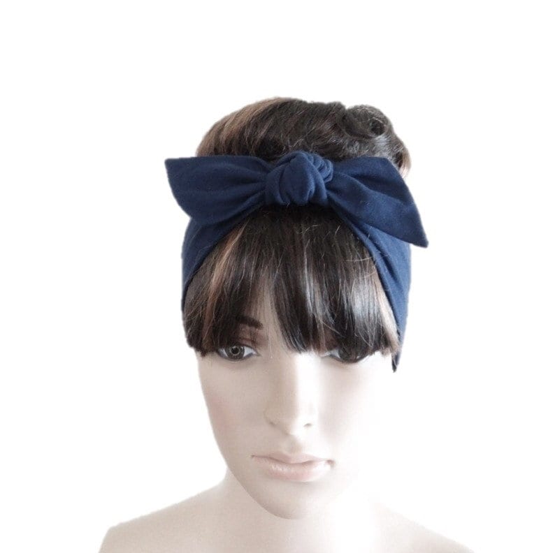 Marine Blau Haarband. Schleife Stirnband. Baumwolle Spandex Haar Wickeln. Stretch Head Wrap von lynamobley2012