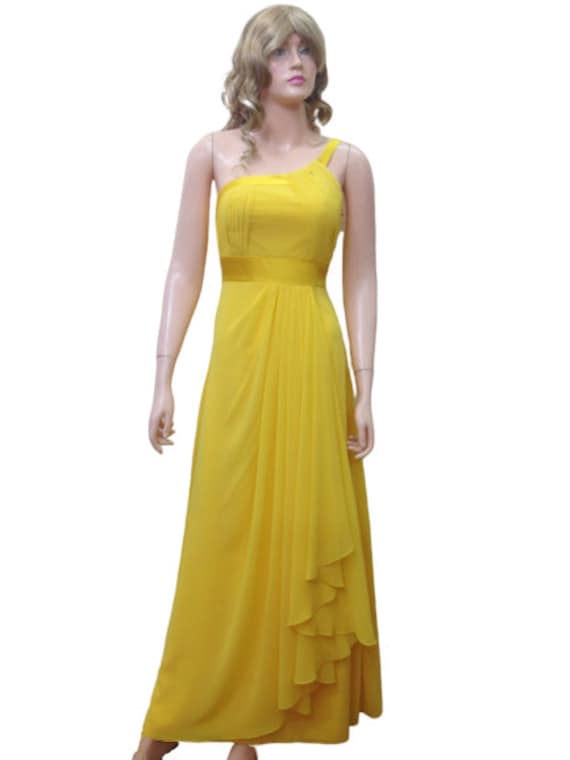 Narzisse Gelb Prom Kleid. One-Shoulder-Kleid. Lange Brautjungfernkleid von lynamobley2012