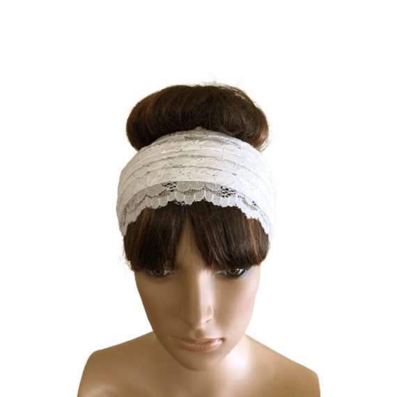 Off White Stirnband. Lace Head Wrap. Mode Haarband. Haarwickel von lynamobley2012