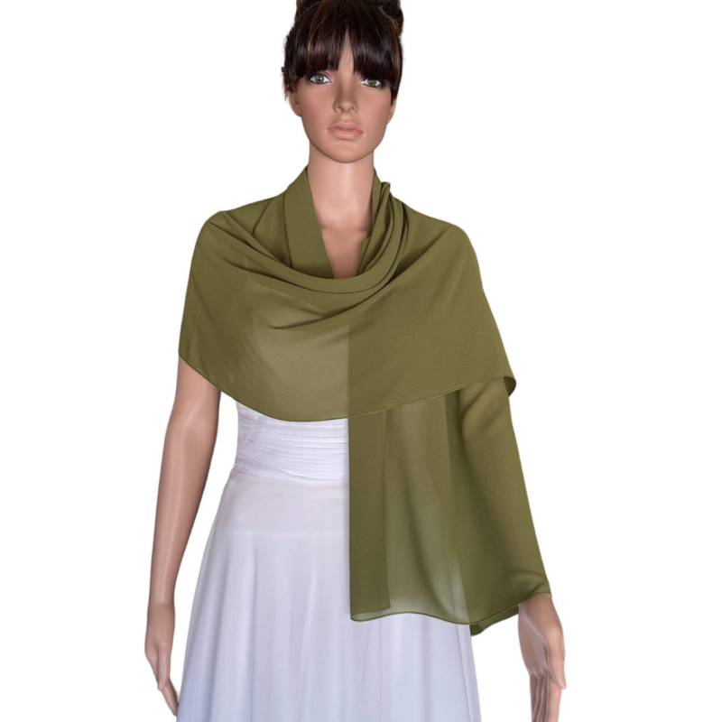 Olivgrüner Wickelschal. Chiffon Schal Aus Olivgrünem Chiffon. Weicher Schal. Mode Lange von lynamobley2012