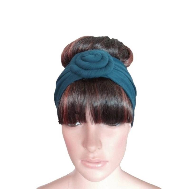 Petrol Blau Haarband. Blume Stirnband. Baumwolle Spandex Haar Wickeln. Stretch Head Wrap von lynamobley2012