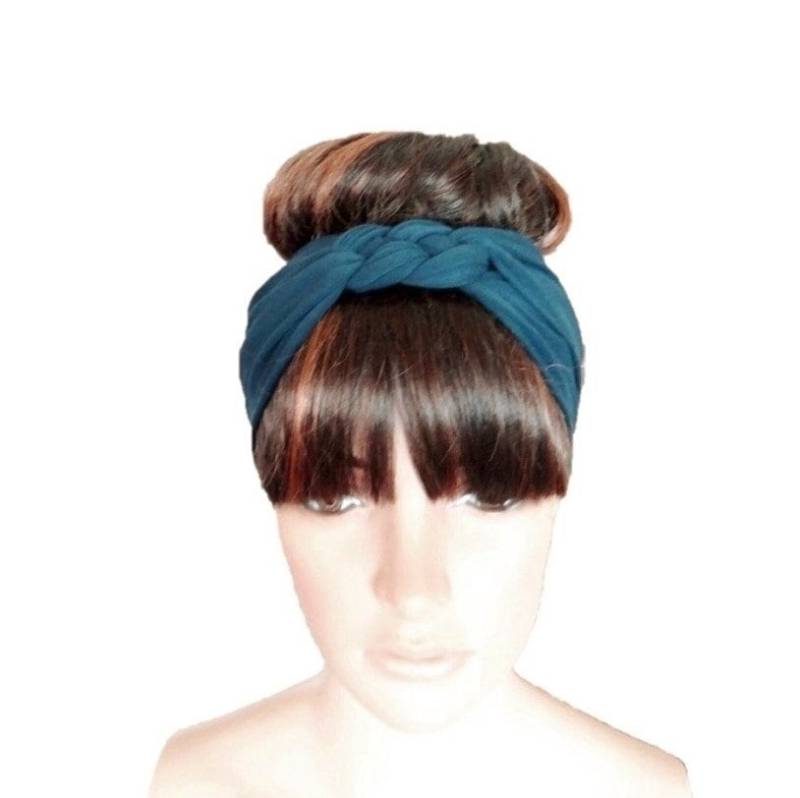 Petrol Blau Haarband. Geflochtene Stirnband. Baumwolle Spandex Haar Wickeln. Stretch Head Wrap von lynamobley2012