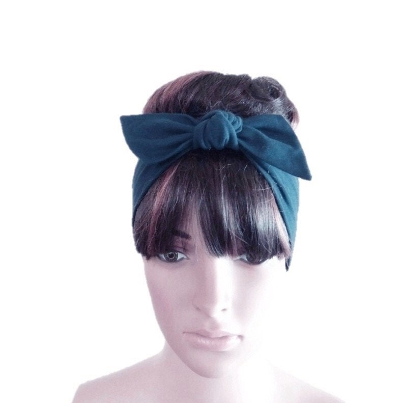 Petrol Blau Haarband. Schleife Stirnband. Baumwolle Spandex Haar Wickeln. Stretch Head Wrap von lynamobley2012