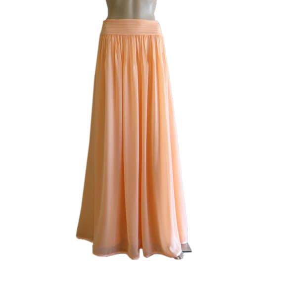 Pfirsich Langer Rock. Maxirock. Brautjungfernrock. Bodenlänge Chiffonrock. Abendrock von lynamobley2012