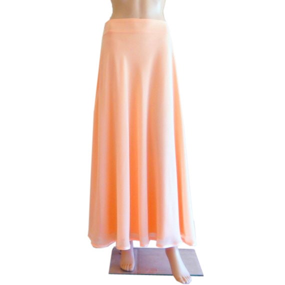 Pfirsich Maxi Rock. Langer Brautjungfernrock. Chiffon Abendrock von lynamobley2012