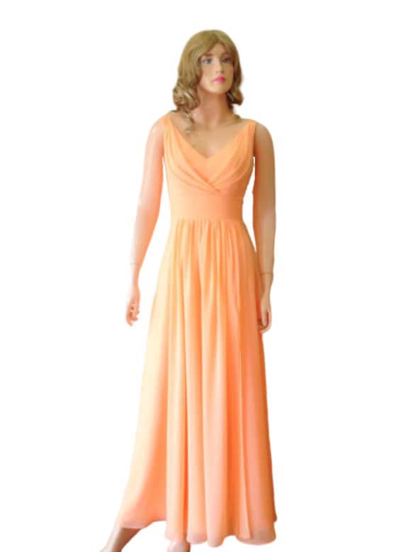 Pfirsich Prom Kleid. Brautjungfer Maxi-Kleid von lynamobley2012