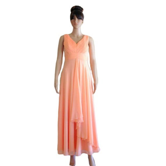 Pfirsich Prom Kleid. Lange Brautjungfer Kleid von lynamobley2012