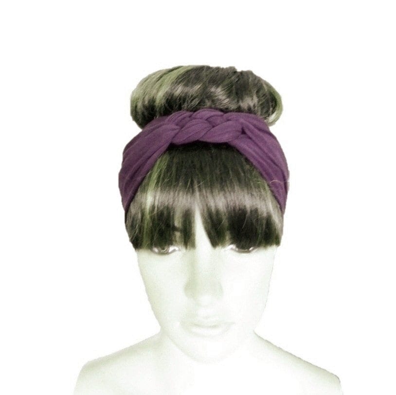 Pflaume Haarband. Geflochtene Stirnband. Baumwolle Spandex Haar Wickeln. Stretch Head Wrap von lynamobley2012