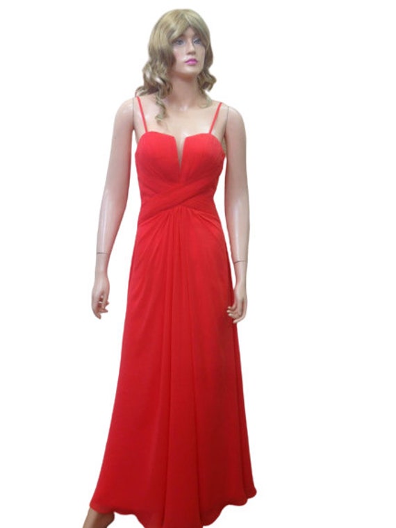 Rot Orange Prom Kleid. Lange Brautjungfer Maxi-Kleid von lynamobley2012