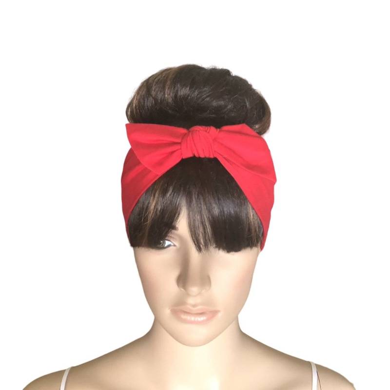 Roter Haarreif. Schleife Stirnband Stretch Kopf Wickeln. Weicher Baumwolle Spandex Hair Wrap von lynamobley2012