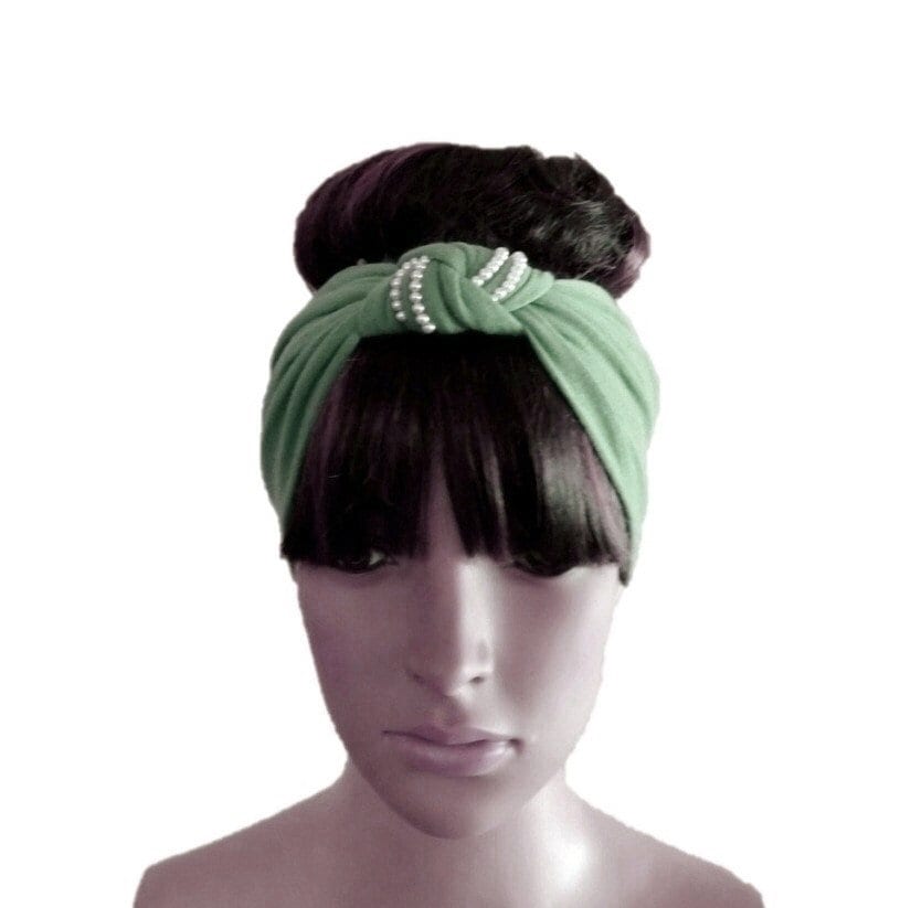 Salbei Grün Haarband. Geflochtene Stirnband. Baumwolle Sepandex Haar Wickeln. Stretch Hatte Wrap von lynamobley2012