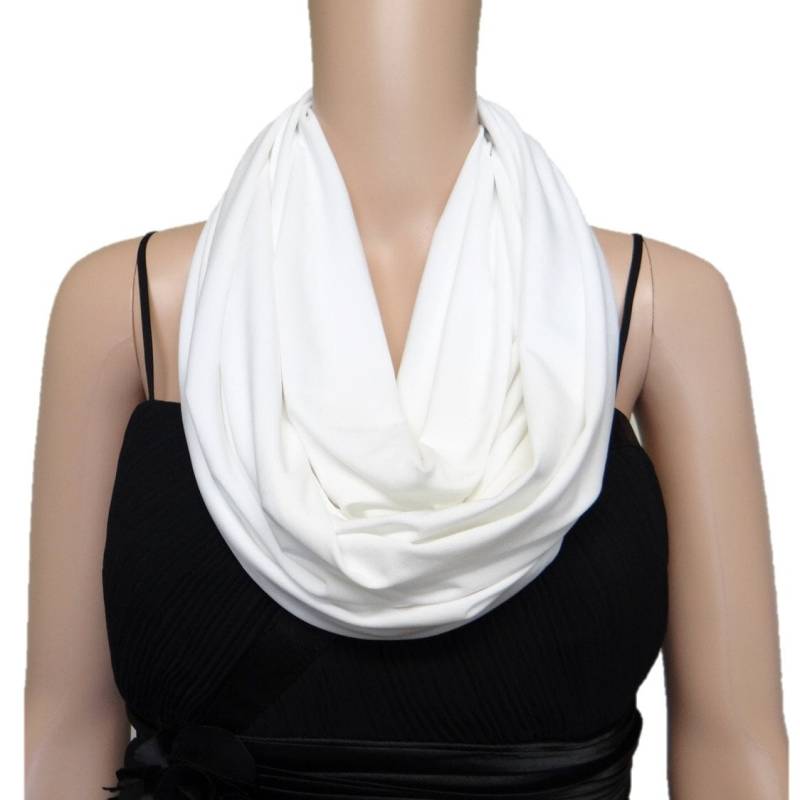 Schlauchschal in Weiß. Weißer Mode-Schal. Infinity-Schal. Loop-Schal. Weicher Baumwolle Spandex Schal von lynamobley2012