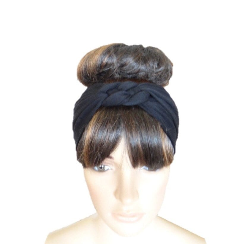 Schwarzes Haarband. Geflochtene Stirnband. Baumwolle Spandex Haar Wickeln. Stretch Head Wrap von lynamobley2012