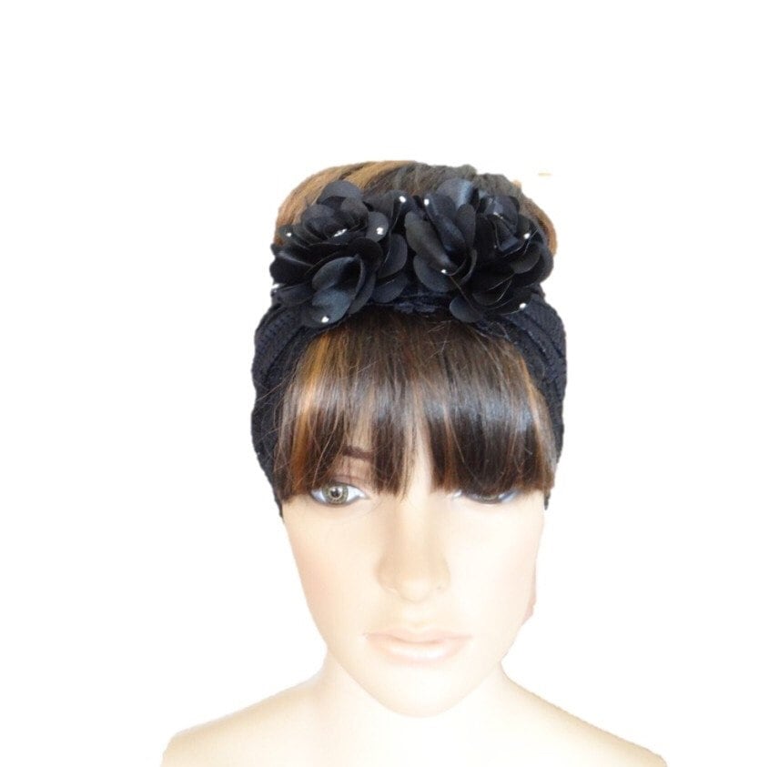 Schwarzes Haarband. Spitzen Stirnband Blumen Haar Wrap. Stretch Head Wrap von lynamobley2012
