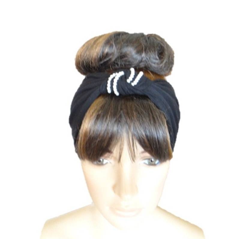 Schwarzes Haarband. Stirnband Stretch Head Wrap. Weiche Baumwolle Spandex Haar Wickeln von lynamobley2012