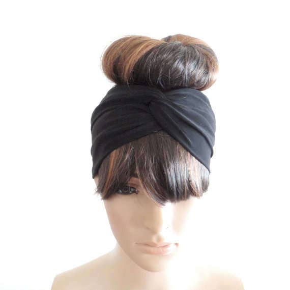 Schwarzes Stirnband. Schwarzer Kopf Wrap. Twist Stretch Wickeln von lynamobley2012