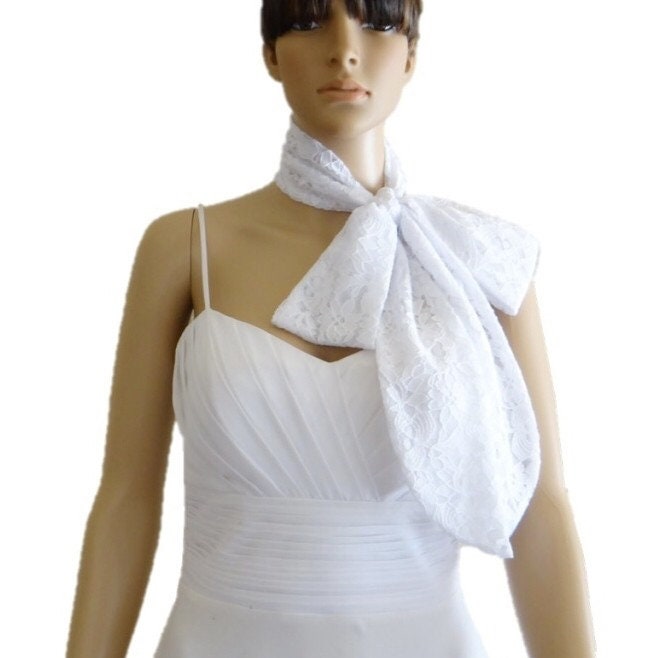 Weiße Schleife Krawatte Schal. Weißer Hals Spitze Wickeln von lynamobley2012