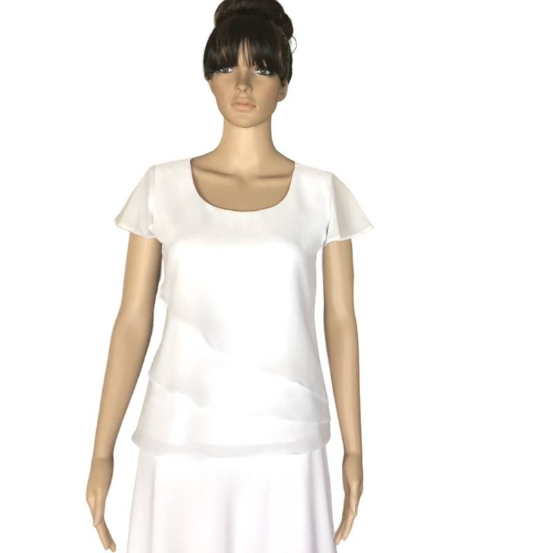 Weißes Brautjungfer Top. Chiffon Tank-Top. Party-Bluse. Bluse Mit Ärmeln von lynamobley2012