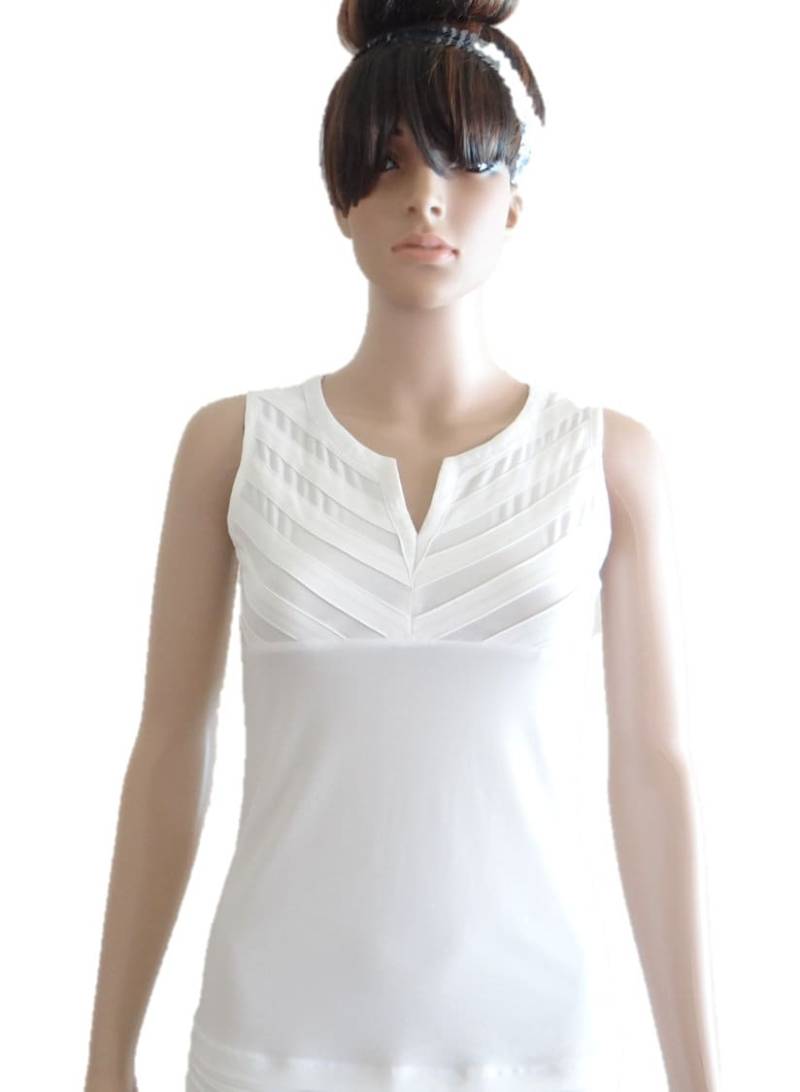 Weißes Brautjungfer Top. Tank Stretch Baumwoll Weiße Party Bluse von lynamobley2012