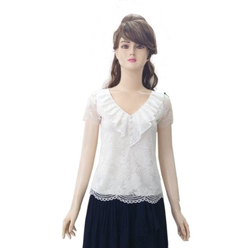 Weißes Brautjungfern Top. Oberseite Mit Ärmeln. Stretch Spitzen Weiße Partybluse von lynamobley2012