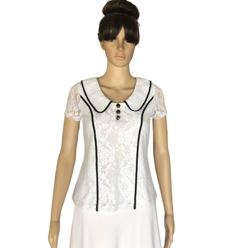 Weißes Brautjungfern Top. Oberteil Mit Ärmeln. Stretch Spitzen Weiße Partybluse von lynamobley2012