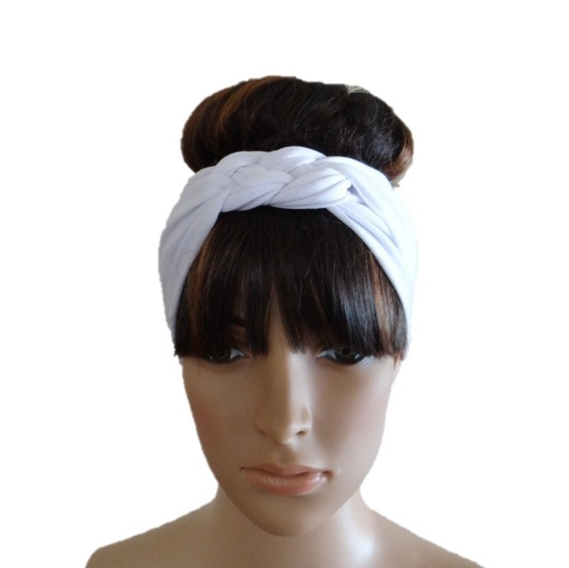 Weißes Haarband. Geflochtene Stirnband. Baumwolle Spandex Haar Wickeln. Stretch Head Wrap von lynamobley2012