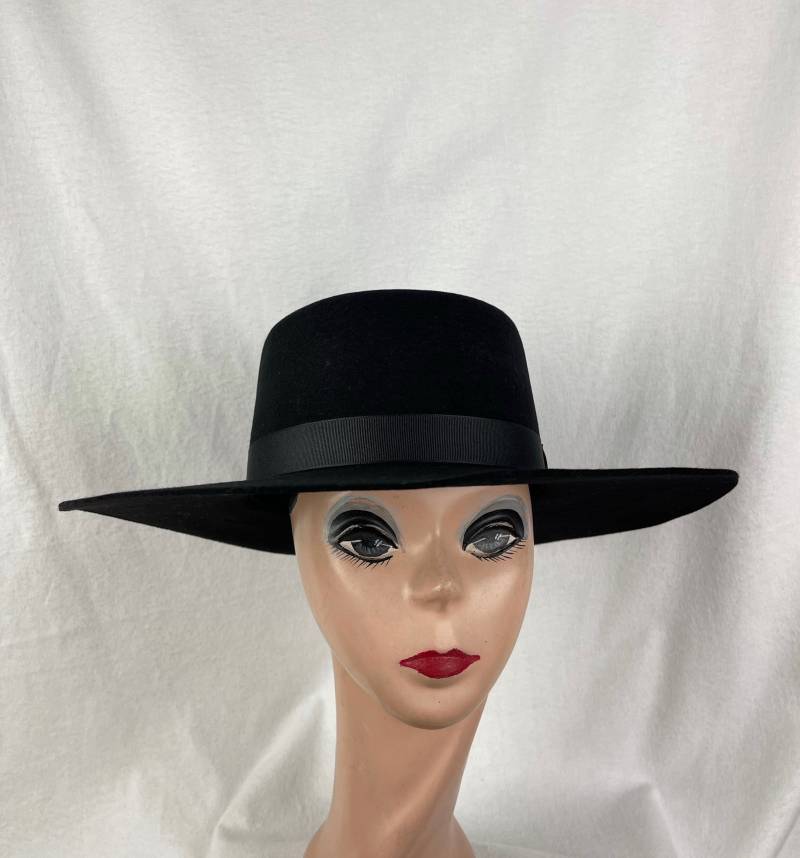 Schwarzer Wollfilz-Bootshut - 10 cm Bolero Mit Steifer Krempe Und Ripsband von lyndahats