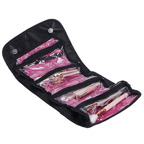 lyrlody Multifunktionale Make-up-Pinseltasche, Kosmetiktasche mit Separaten Aufbewahrungsfächern, 4 Taschen, Make-up-Organizer, Pinsel und Make-up, 25 X 13 cm(Schwarz) von lyrlody