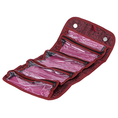 lyrlody Multifunktionale Make-up-Pinseltasche, Kosmetiktasche mit Separaten Aufbewahrungsfächern, 4 Taschen, Make-up-Organizer, Pinsel und Make-up, 25 X 13 cm(rot) von lyrlody