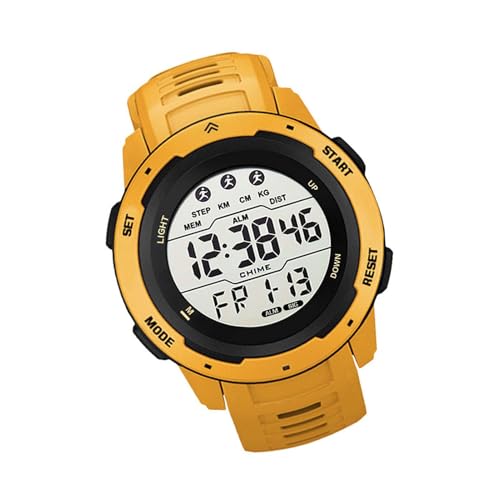 lyrlody Sport Watch Expedition Digital Watch für Männer mit Leuchtendem Display Alarm WR50m Wasserdichtes Großes Bildschirm Leicht für Outdoor -Laufen (Yellow) von lyrlody