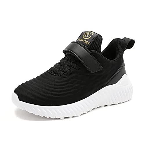 m1&m2 Turnschuhe Mädchen Schuhe turanschuhe Jungen Hallenschuhe Junge Sportschuhe Kinder Atmungsaktiv Kinderschuhe Laufschuhe Outdoor Sneaker Wanderschuhe Klettverschluss Schwarz 34EU von m1&m2