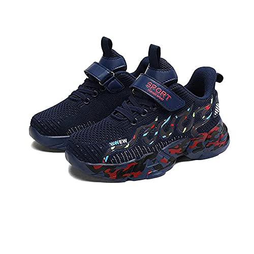 m1&m2 Turnschuhe Mädchen Schuhe turanschuhe Jungen Hallenschuhe Junge Sportschuhe Kinder Mesh Atmungsaktiv Kinderschuhe Outdoor Laufschuhe Wanderschuhe Sneaker Klettverschluss Blau 28EU von m1&m2