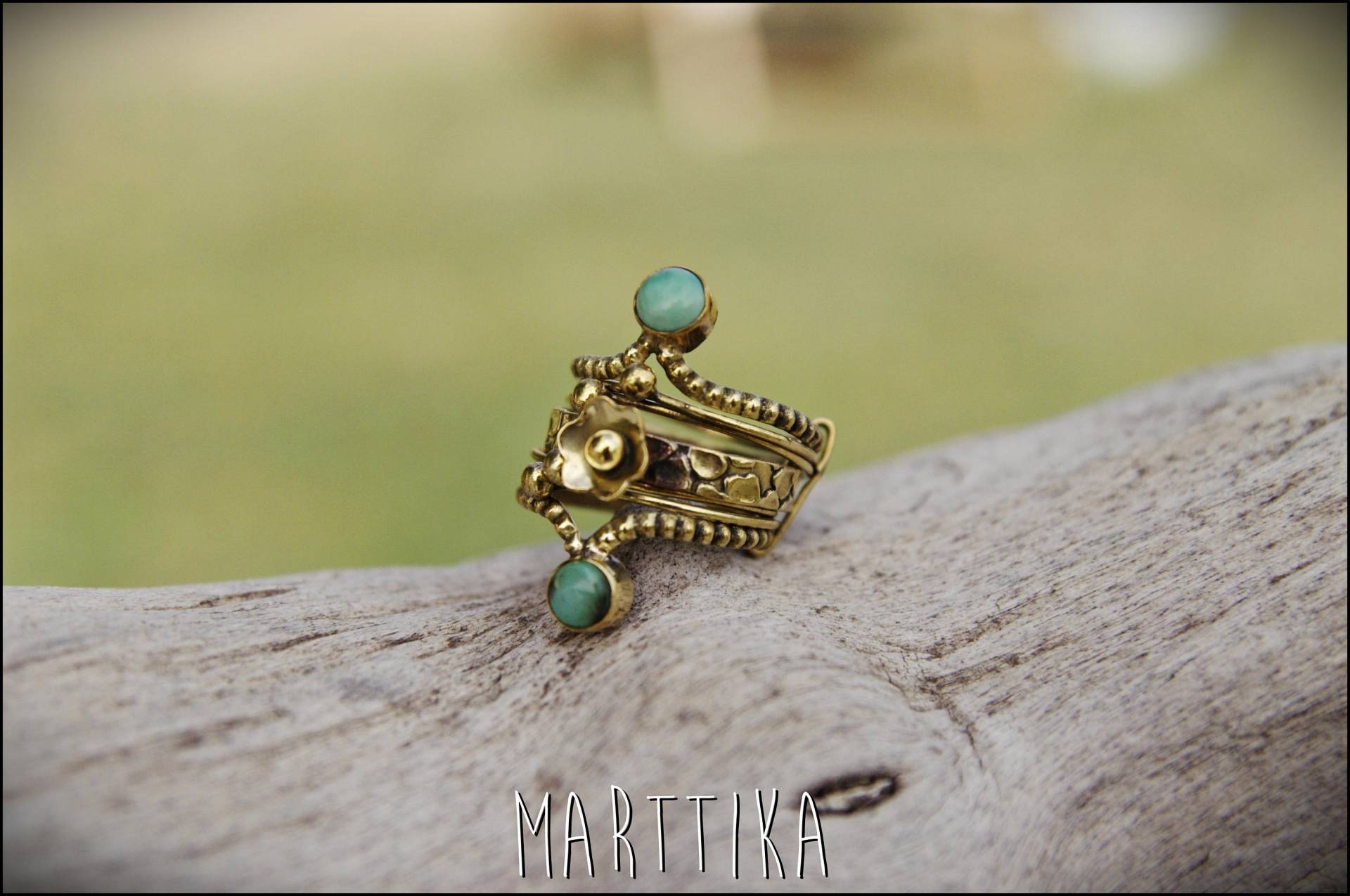Anti-stress-Ring Aus Messing Mit Amethyst, Türkis Oder Labradorit - Einzigartiges Design Anti-stress-Ring Aus Messing Mit Amethyst, Türkis Oder Labradorit - Einzigartiges Design von mARTtika