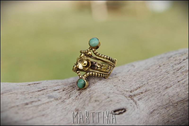 Anti-stress-Ring Aus Messing Mit Amethyst, Türkis Oder Labradorit - Einzigartiges Design Anti-stress-Ring Aus Messing Mit Amethyst, Türkis Oder Labradorit - Einzigartiges Design von mARTtika