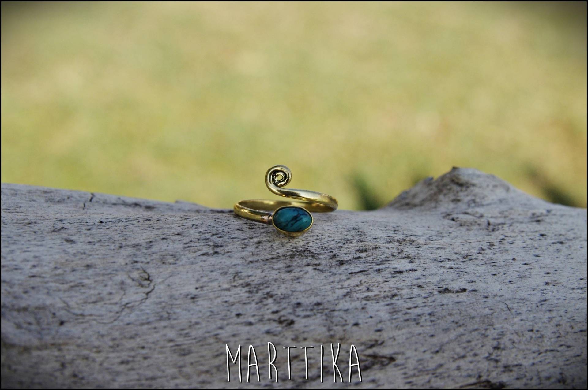 Messing-Midiring Oder Zehenring Mit Amethyst, Mondstein, Labradorit Und Türkis von mARTtika