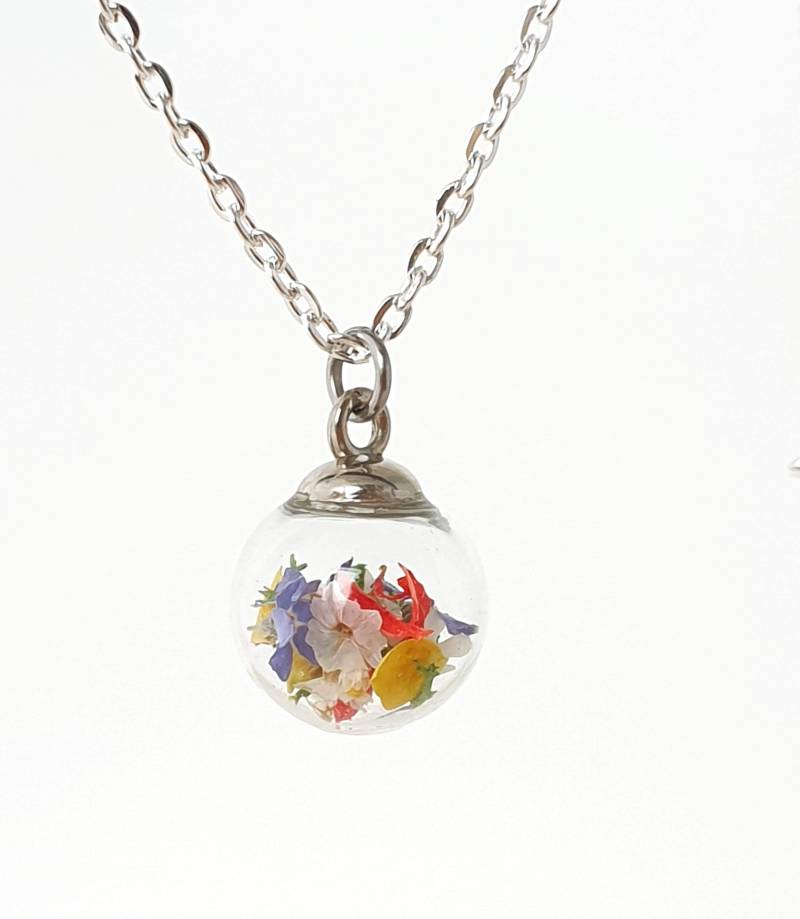 Echte Blumen Blüten Kette 45-80cm Blau Rot Gelb Grün von mArteDesign