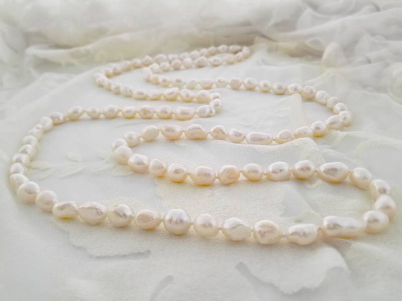 122 cm Perlenkette Echte Süßwasser Zuchtperlen Ø 8-9 Mm Endloskette Endlosketten von mArteShop