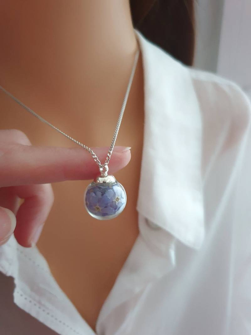 925 Sterling Silber Kette Vergissmeinnicht Ø16 Mm Forget Me Not Jewelry Halskette Schmuck Vergiss Mein Nicht von mArteShop