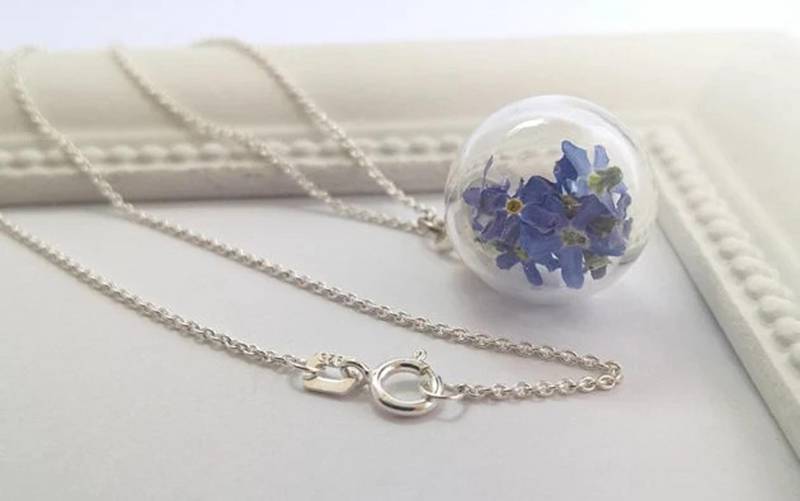 925 Sterling Silber Vergissmeinnicht Forget Me Not 42cm Blumen Kette Halskette Schmuck Vergiss Mein Nicht von mArteShop
