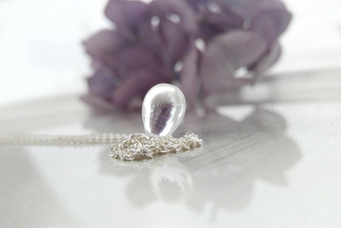 Echt Silber Kette 42cm Tropfen Anhänger Crystal von mArteShop