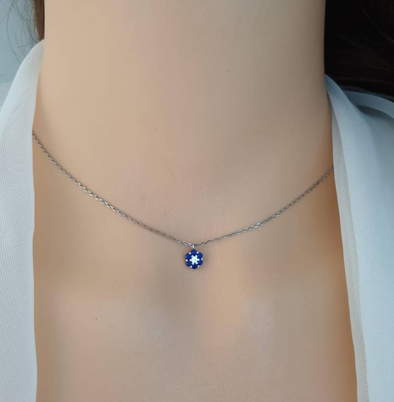 Echt Silber Vergissmeinnicht Forget Me Not Blaue Steine, Kette Massiv 925 Halskette, Lass Blumen Blüten Sprechen Vergiss Mein Nicht von mArteShop