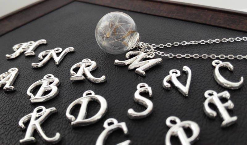 Echte Pusteblume Wish Wunsch Buchstaben Kette Dandelion Terrarium Halskette, Löwenzahn Schmuck Make A Wish 38 - 80 cm von mArteShop