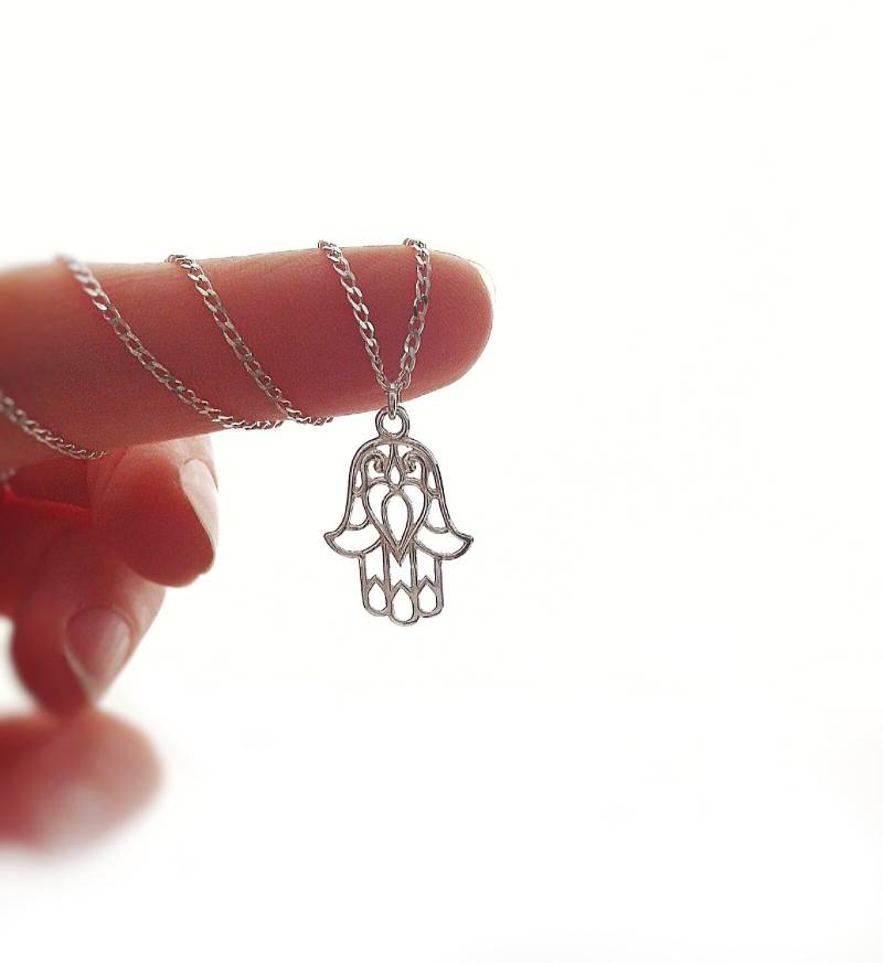 Glücksbringer Kette Hamsa Fatma Fatima Hand 925 Sterling Silber Sterlingsilber Halskette Schmuck Talisman 35-80cm Wähle Die Wunschlänge von mArteShop
