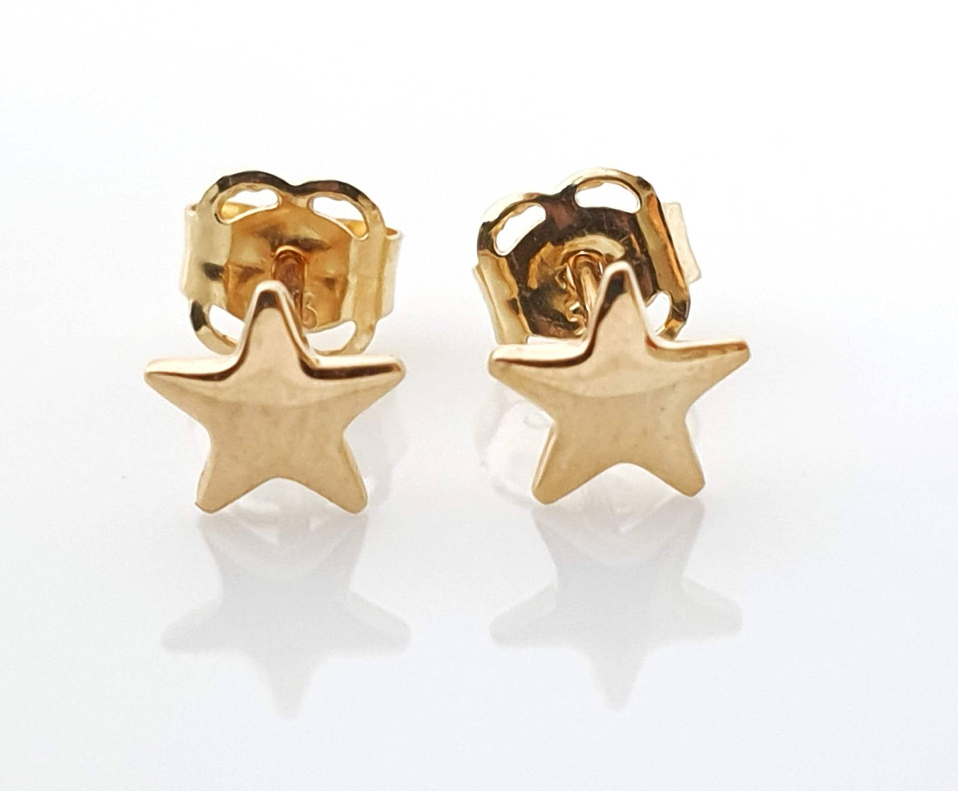 Gold Stern Ohrstecker Goldstern Ohrringe, 585 14K, Mini 5mm, Massiv Solide in Echt Gelbgold Gefertigt von mArteShop