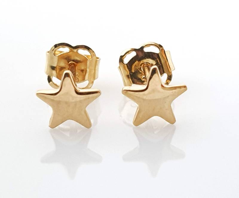 Gold Stern Ohrstecker Goldstern Ohrringe, 585 14K, Mini 5mm, Massiv Solide in Echt Gelbgold Gefertigt von mArteShop