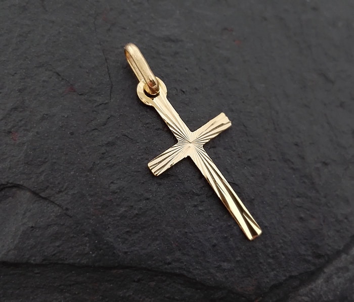 Kreuz Anhänger Echt Gold 8K 333 Hochglanz Poliert Kreuzanhänger von mArteShop