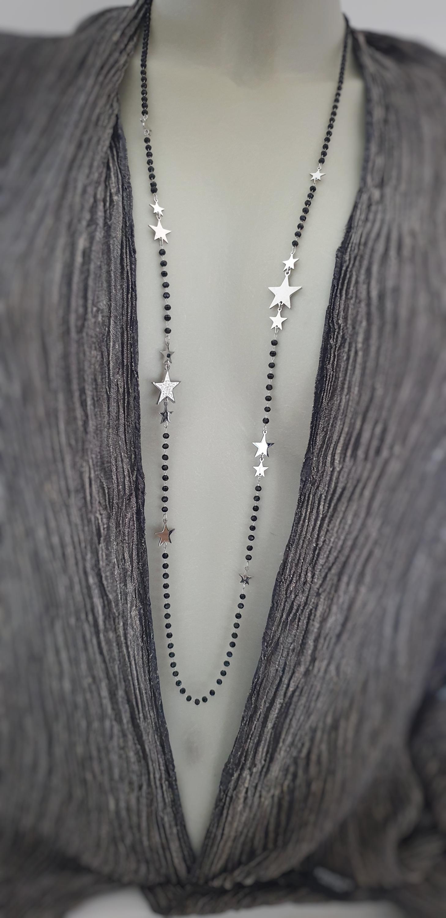 Lange Sternenkette Kette Halskette Sterne Layered Y-Kette Stars Multilayer Metall Star Multikette Länge 100cm von mArteShop