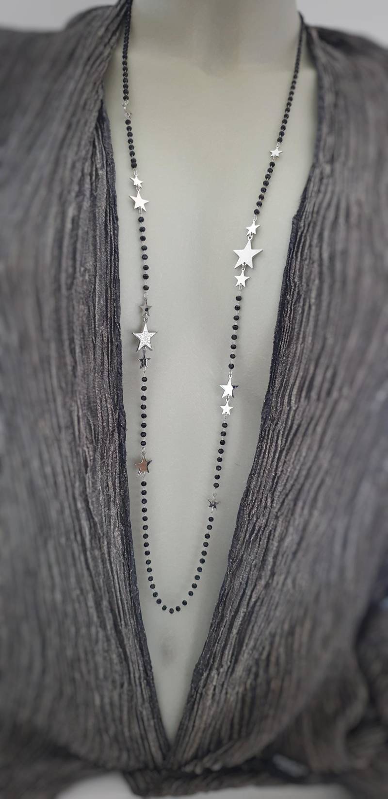 Lange Sternenkette Kette Halskette Sterne Layered Y-Kette Stars Multilayer Metall Star Multikette Länge 100cm von mArteShop