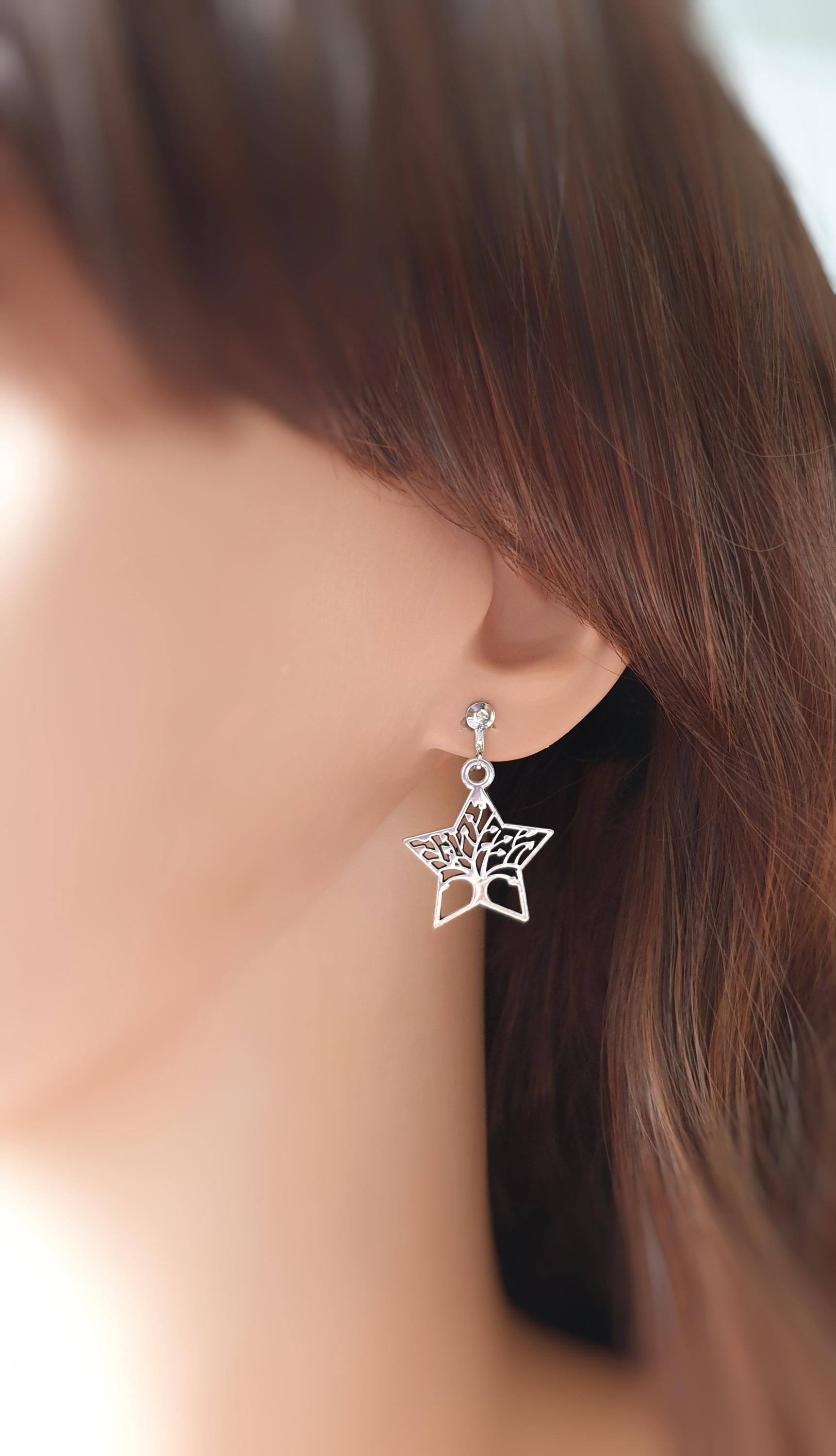 Lebensbaum Stern Ohrclips, Ohrring Ohrhänger, Ohrclip Schmuck, Keine Ohrlöcher Durchbohren | Clip On Earring von mArteShop